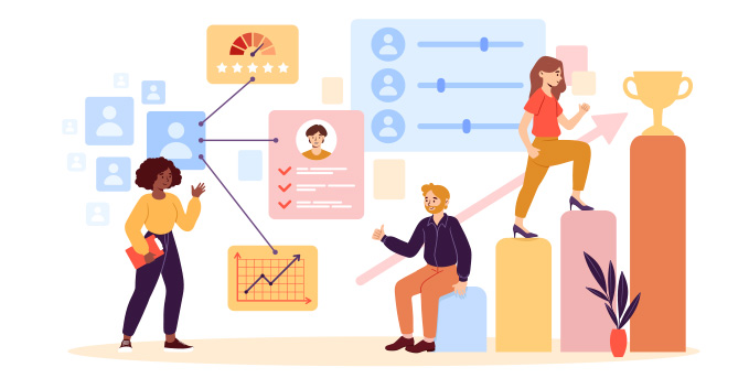 Illustration of team planning website goals.